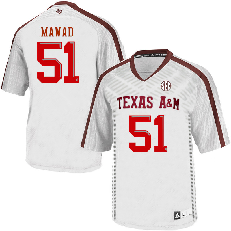 Men #51 Joseph Mawad Texas A&M Aggies College Football Jerseys Sale-White